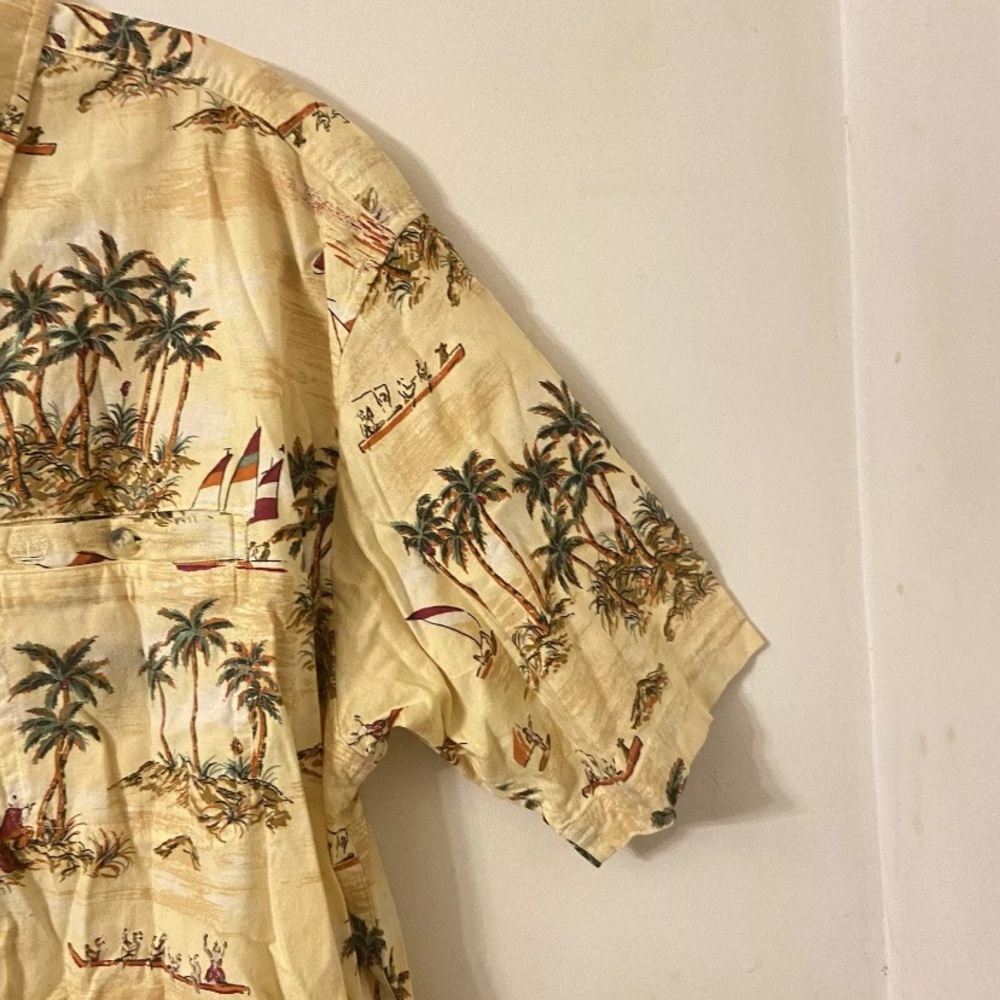 Timberland Logo Men Performance Hawaiian Button Down Short Sleeves Collar Shirt - Picture 5 of 11